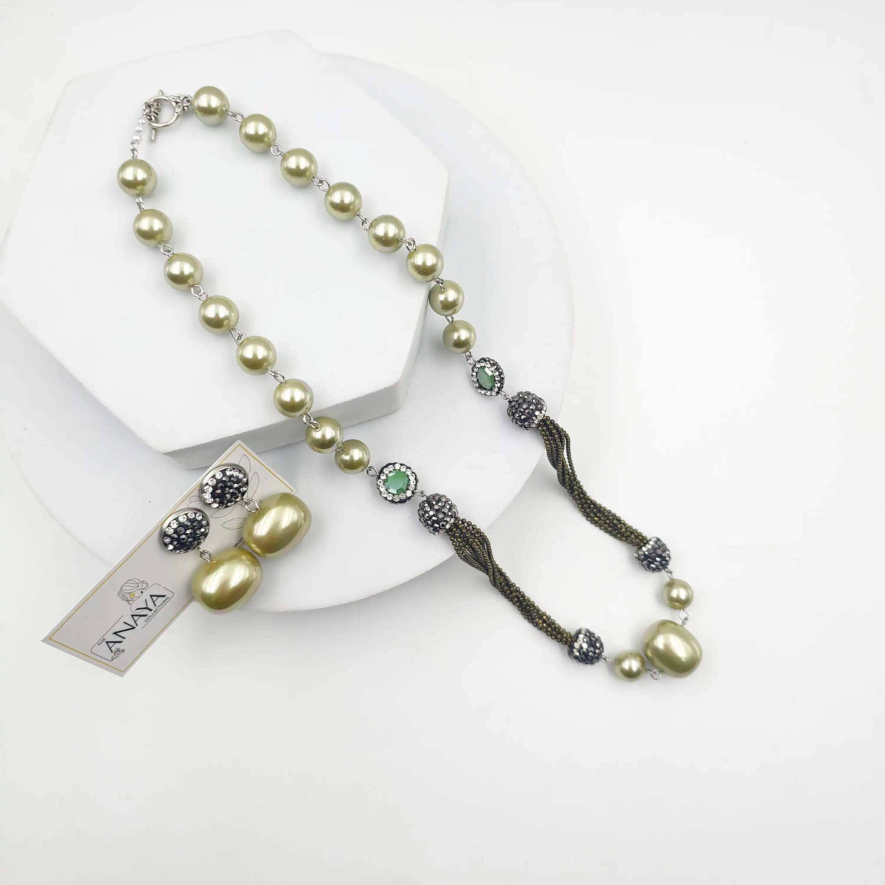 Italian Marcasite Shell Pearl Set
