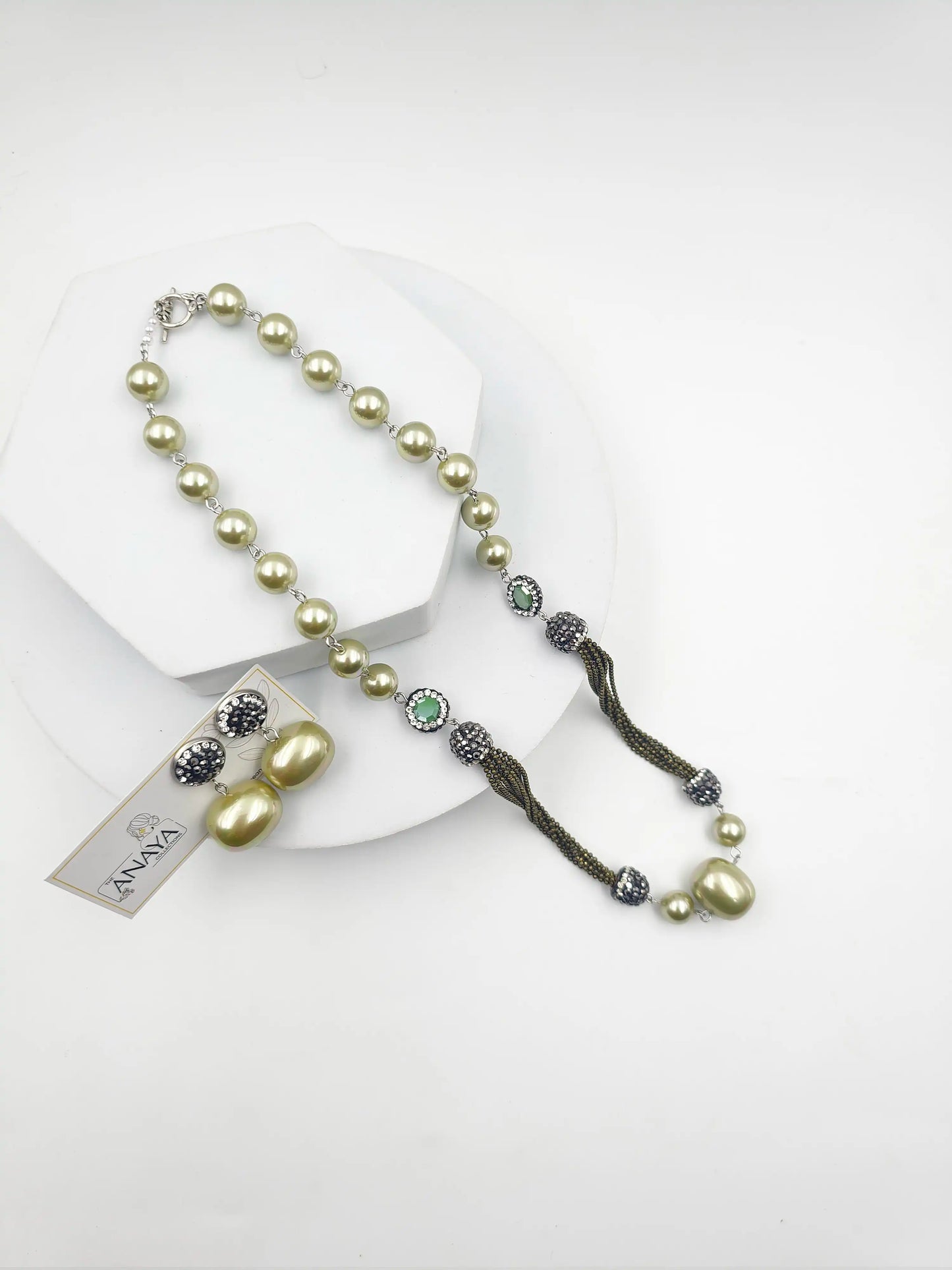 Italian Marcasite Shell Pearl Set