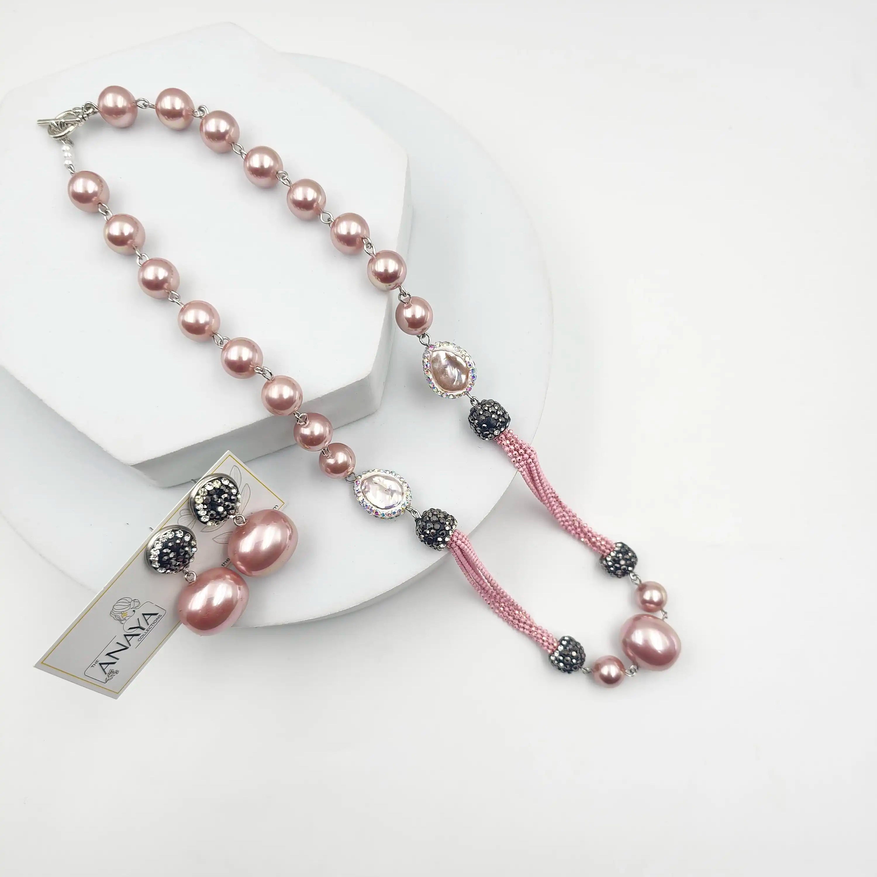 Italian Marcasite Shell Pearl Set