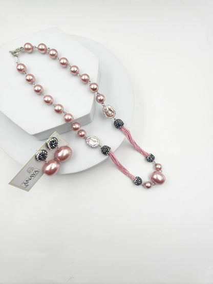 Italian Marcasite Shell Pearl Set