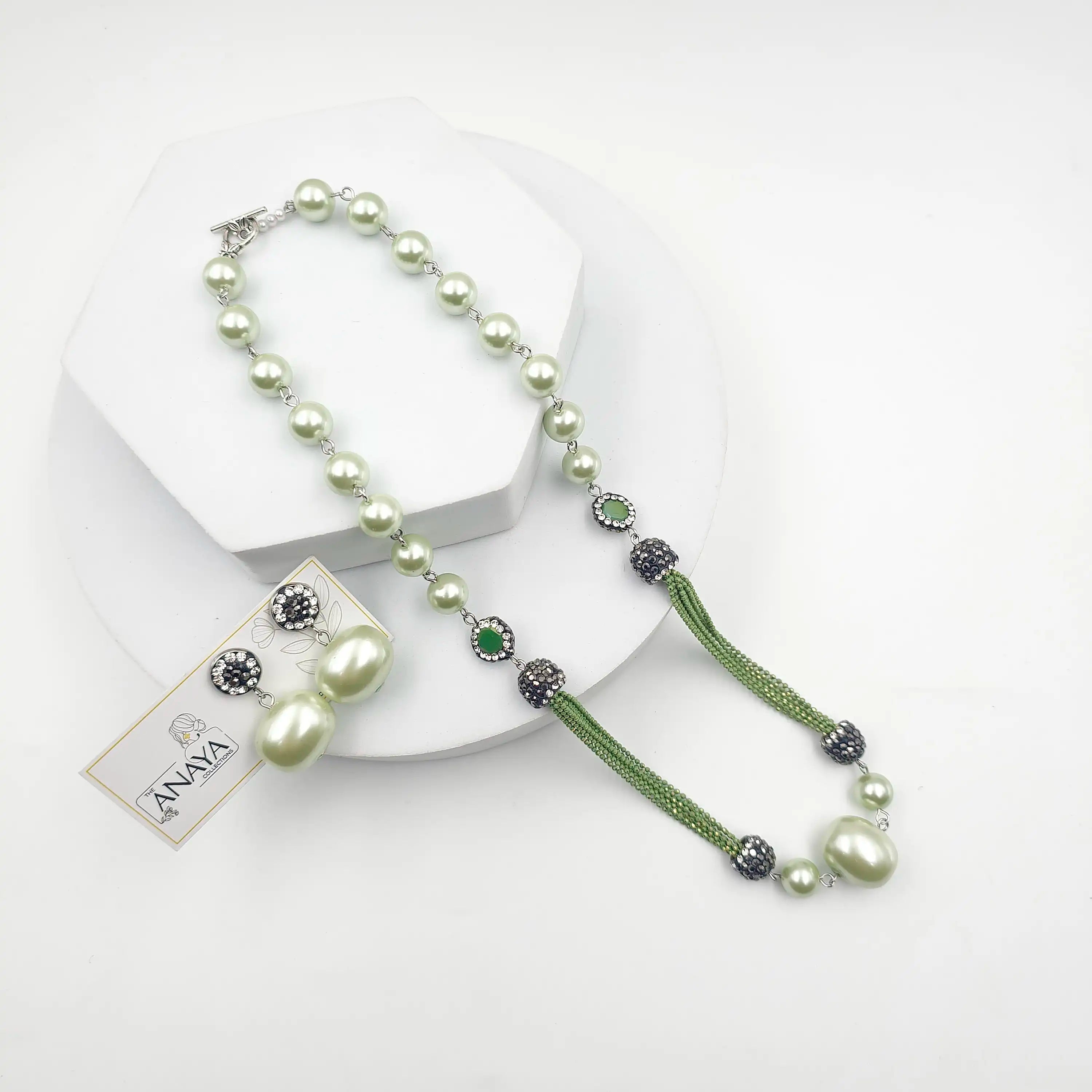 Italian Marcasite Shell Pearl Set