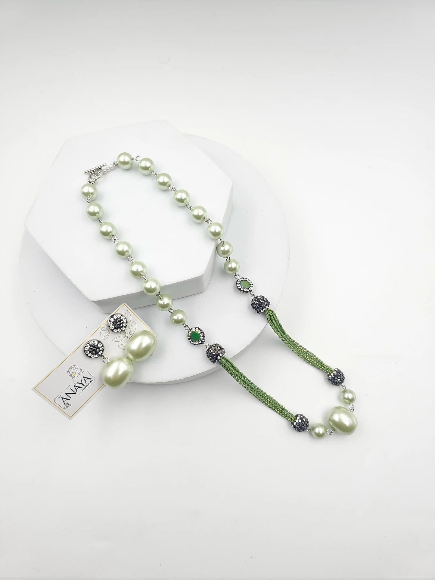 Italian Marcasite Shell Pearl Set