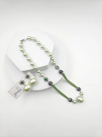 Italian Marcasite Shell Pearl Set