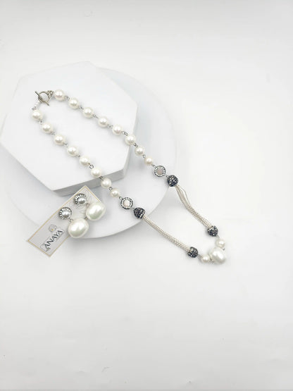 Italian Marcasite Shell Pearl Set