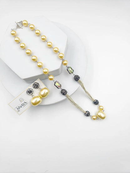 Italian Marcasite Shell Pearl Set