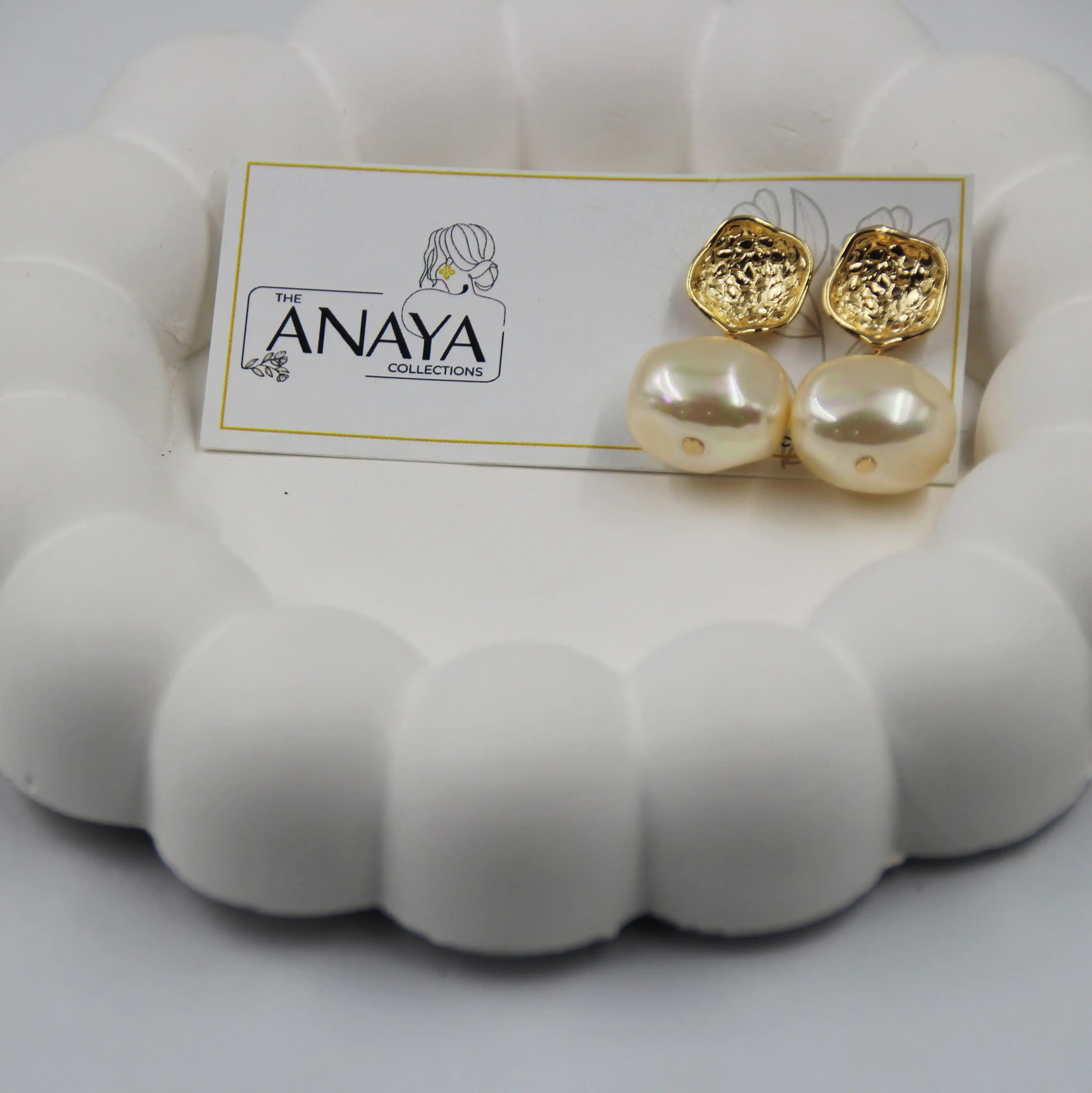 Uncut Shell Pearl Earrings