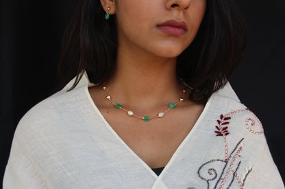 Green Square Crystals with Multiple Gold Plated Charms