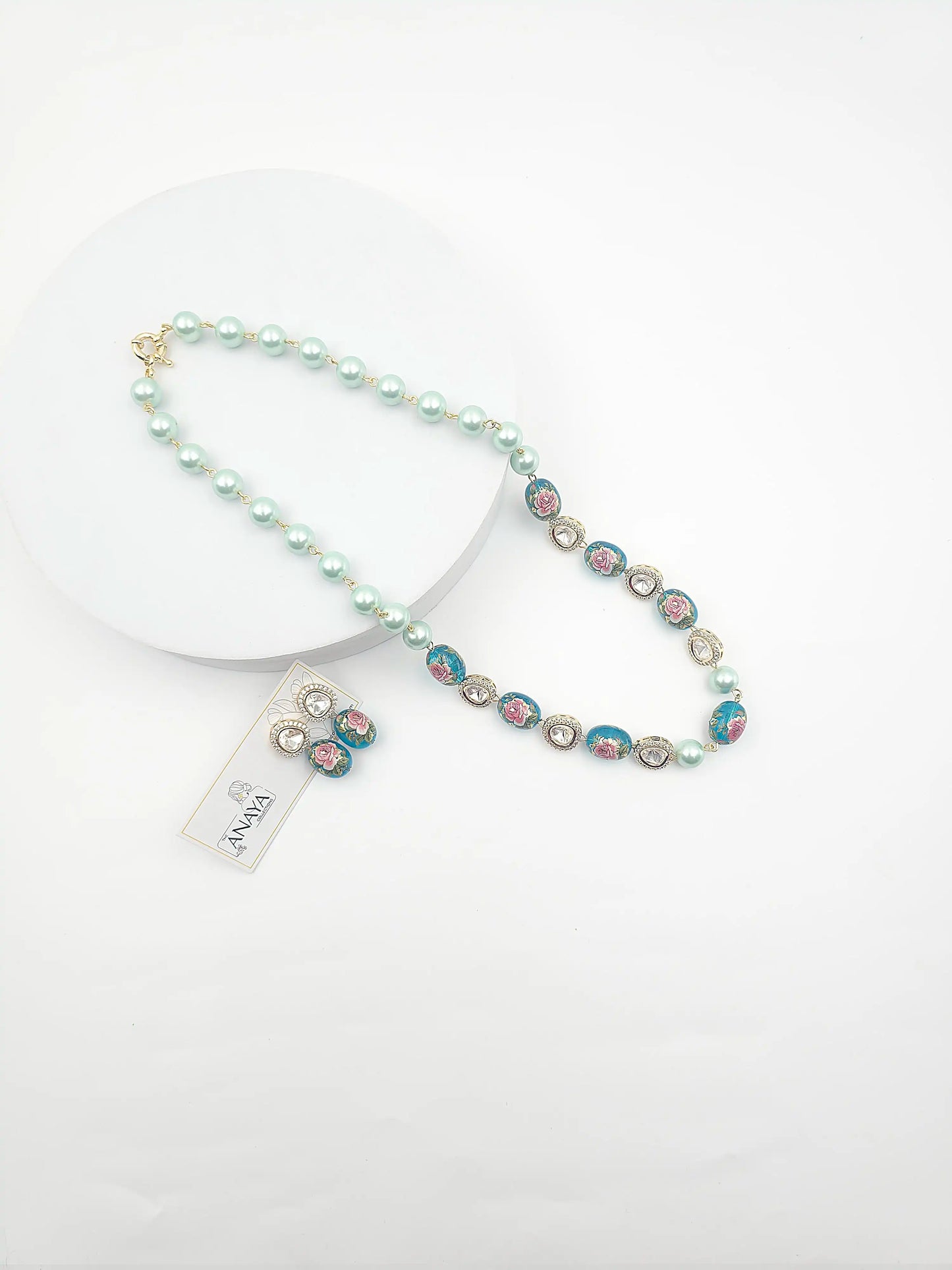 Japanese Decal Floral Elegance Kundan Set