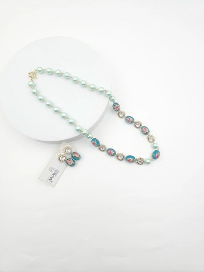 Japanese Decal Floral Elegance Kundan Set