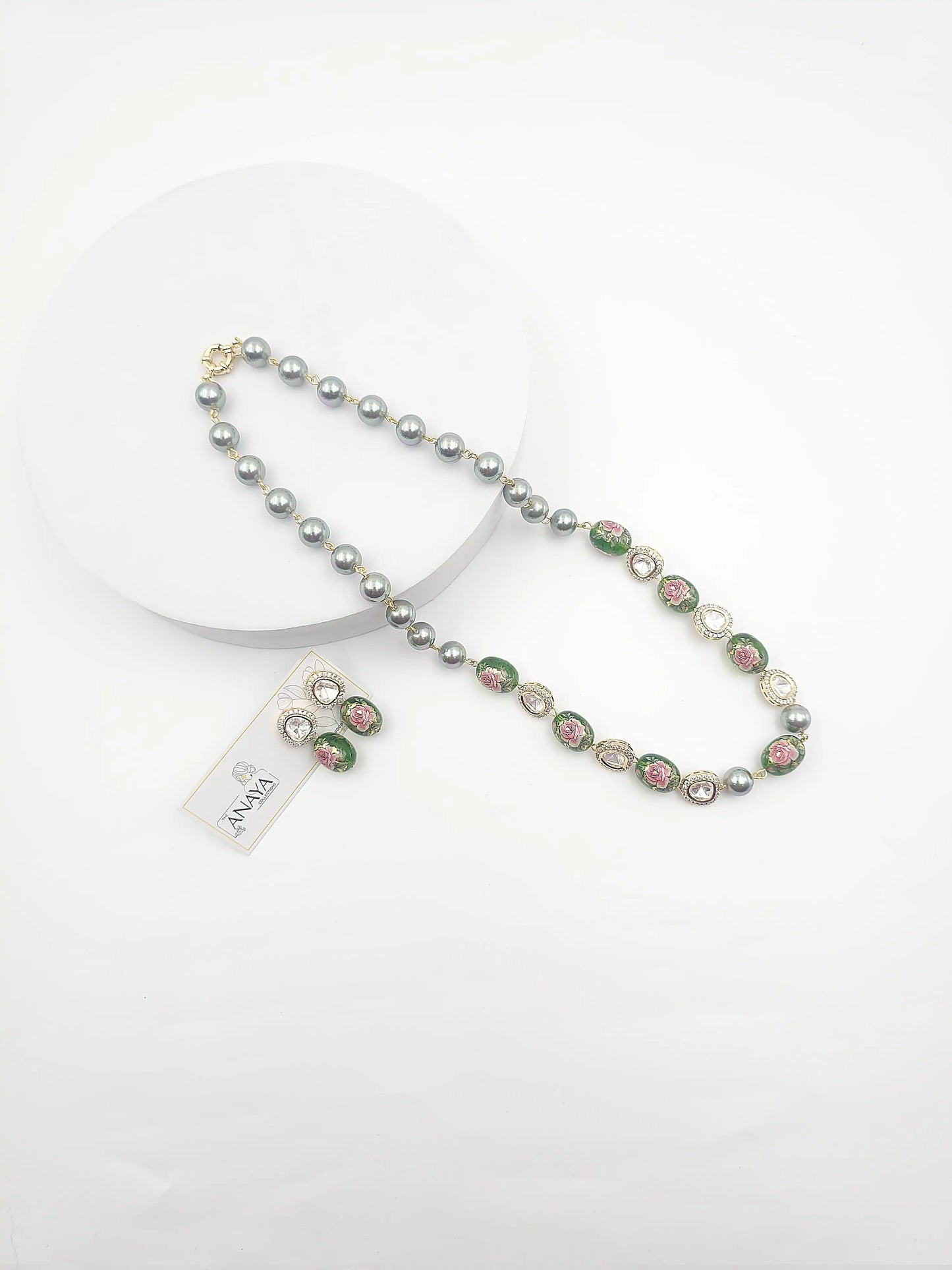 Japanese Decal Floral Elegance Kundan Set