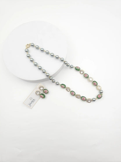 Japanese Decal Floral Elegance Kundan Set