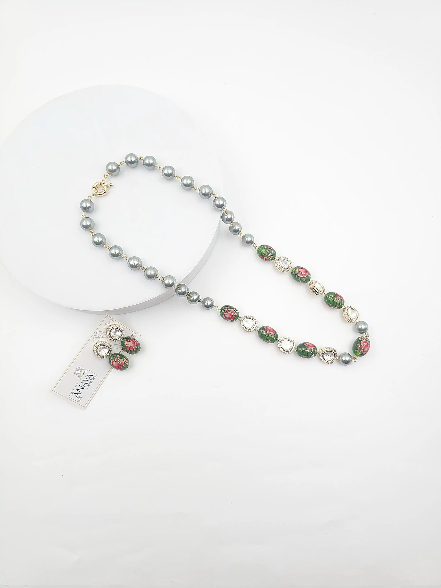 Japanese Decal Floral Elegance Kundan Set