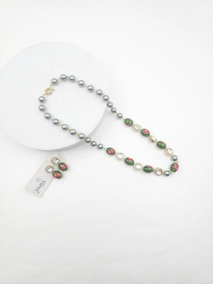 Japanese Decal Floral Elegance Kundan Set