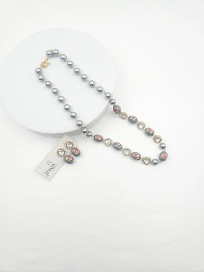 Japanese Decal Floral Elegance Kundan Set