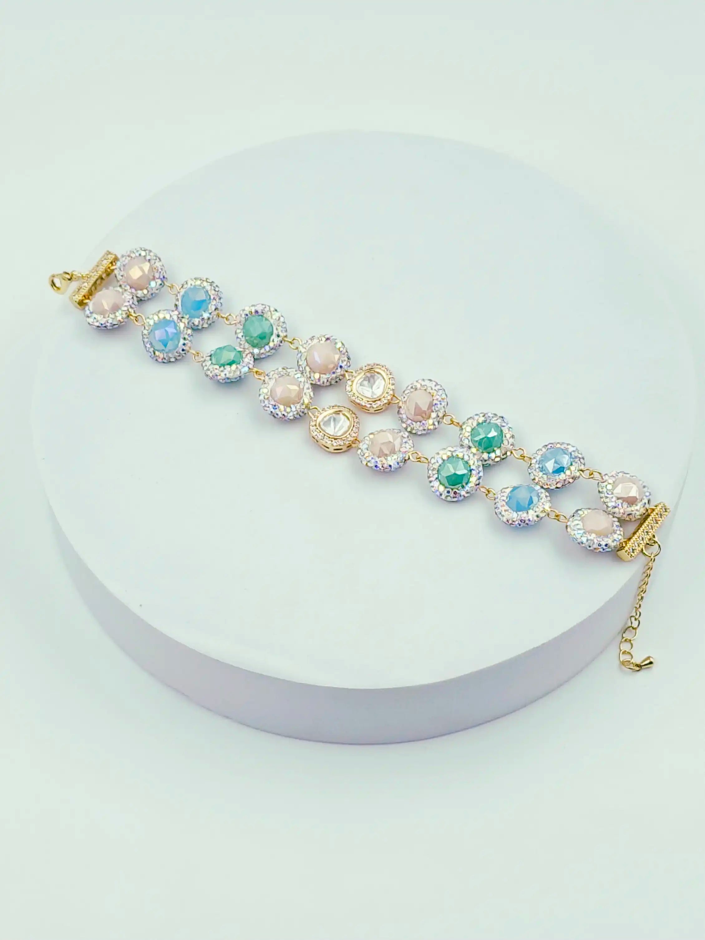 Luxury Agate Marcasite Kundan Double - Strand Choker Set