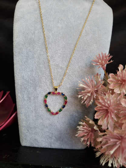 Tri-Coloured Hollow Heart Chain