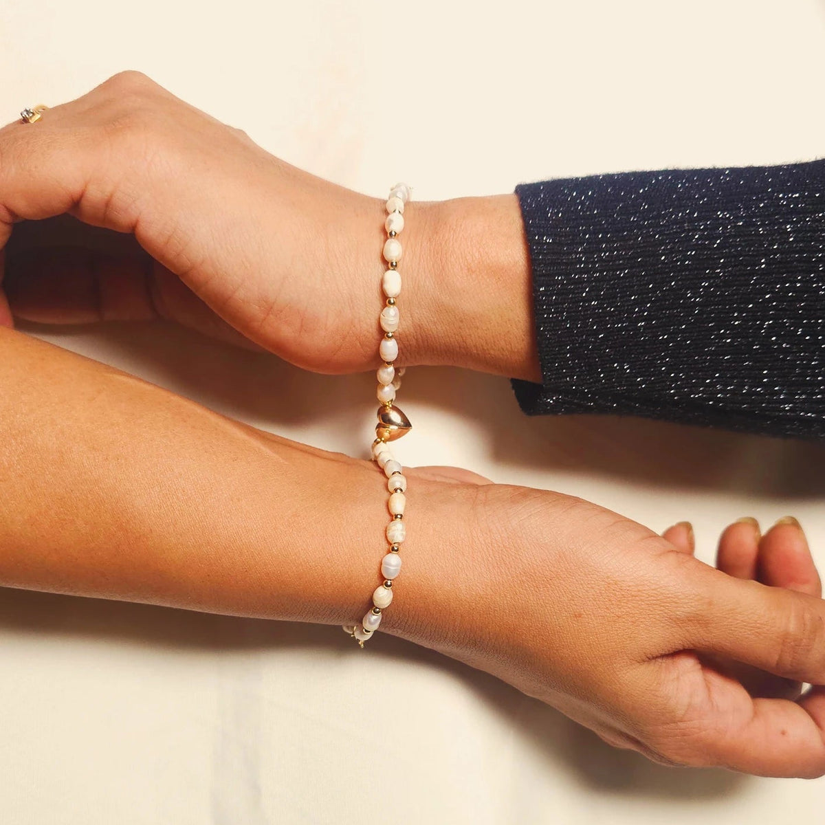Magnetic Heart Fresh Water Pearl Bracelet Pair