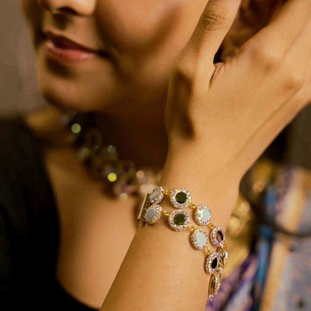 Marcasite Agate Crystal Glow Bracelet