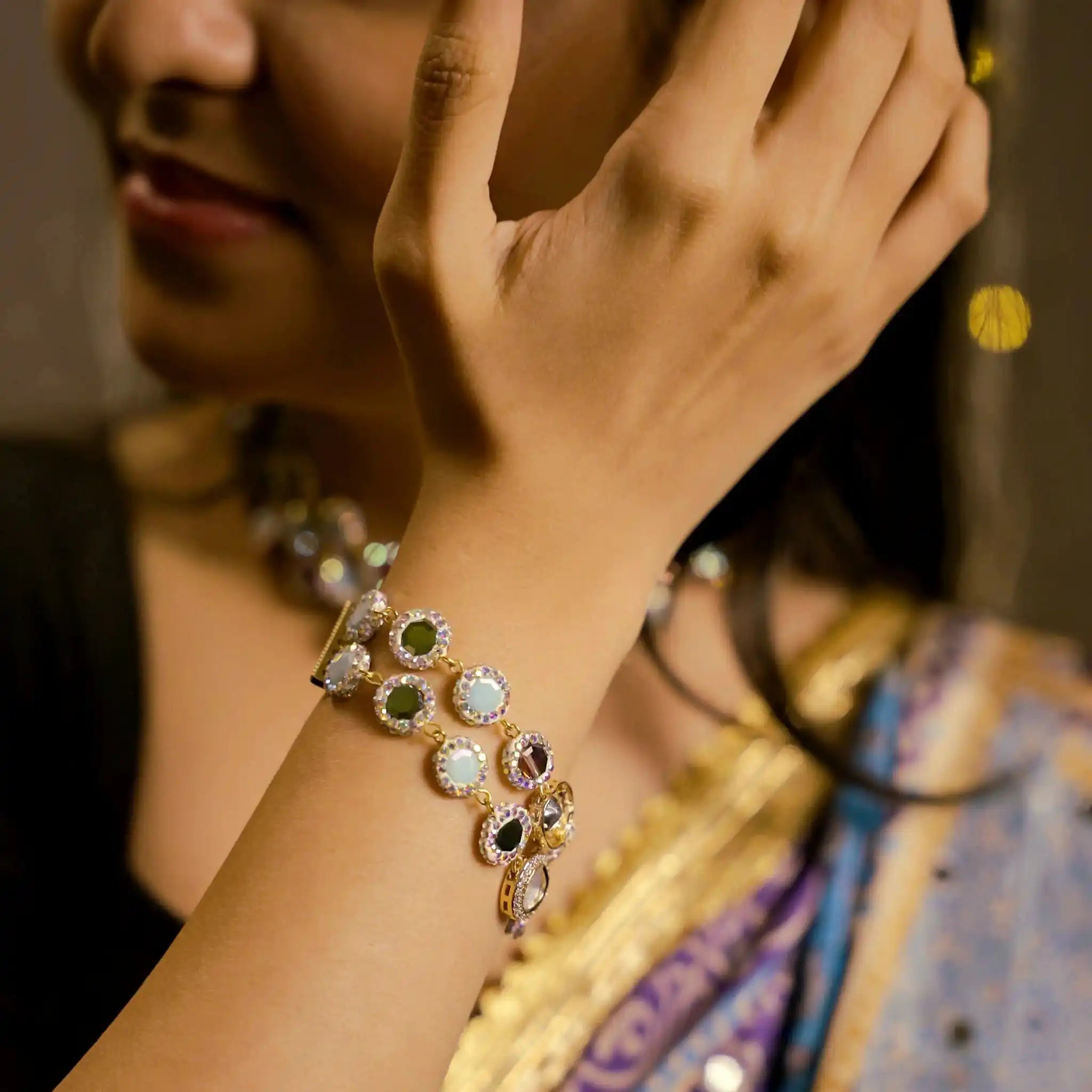 Marcasite Agate Crystal Glow Bracelet