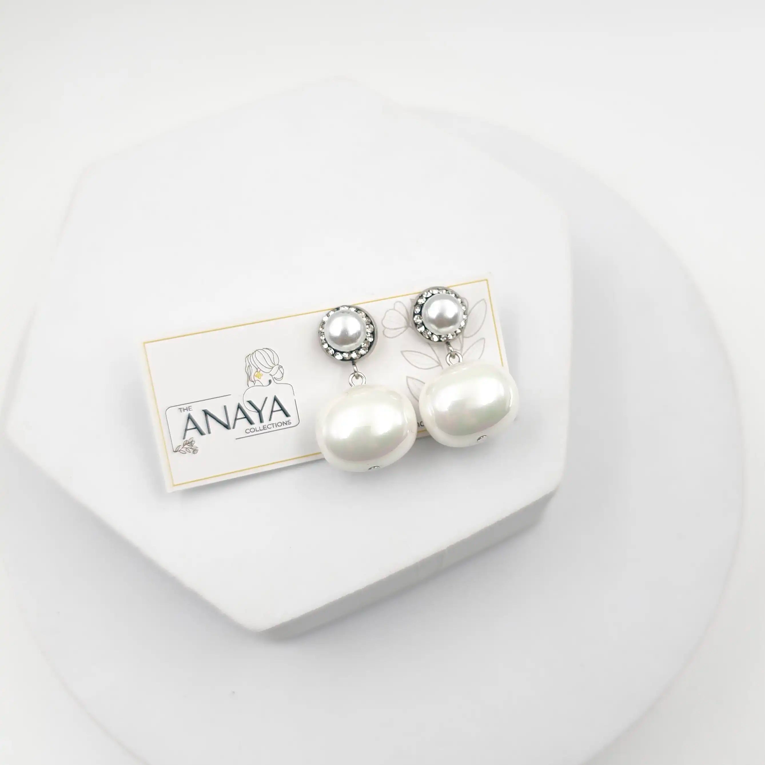 Marcasite Shell Pearl Earrings