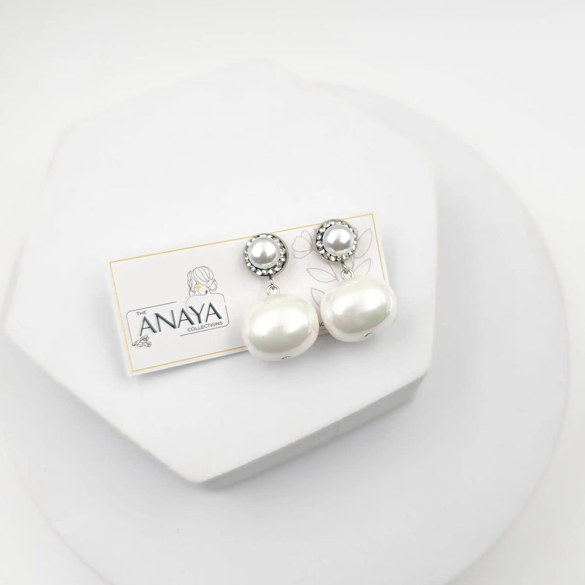 Marcasite Shell Pearl Earrings