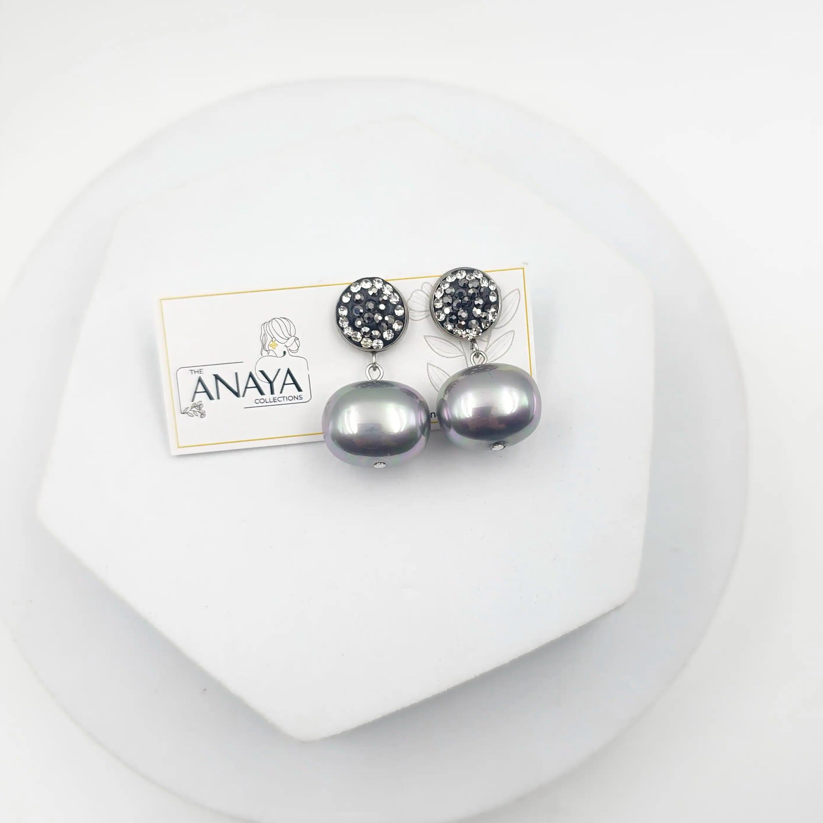 Marcasite Shell Pearl Earrings