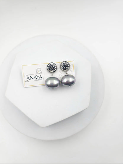 Marcasite Shell Pearl Earrings