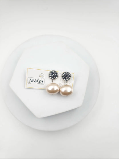 Marcasite Shell Pearl Earrings