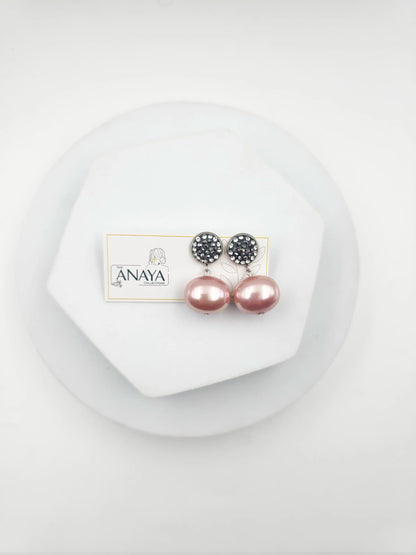 Marcasite Shell Pearl Earrings