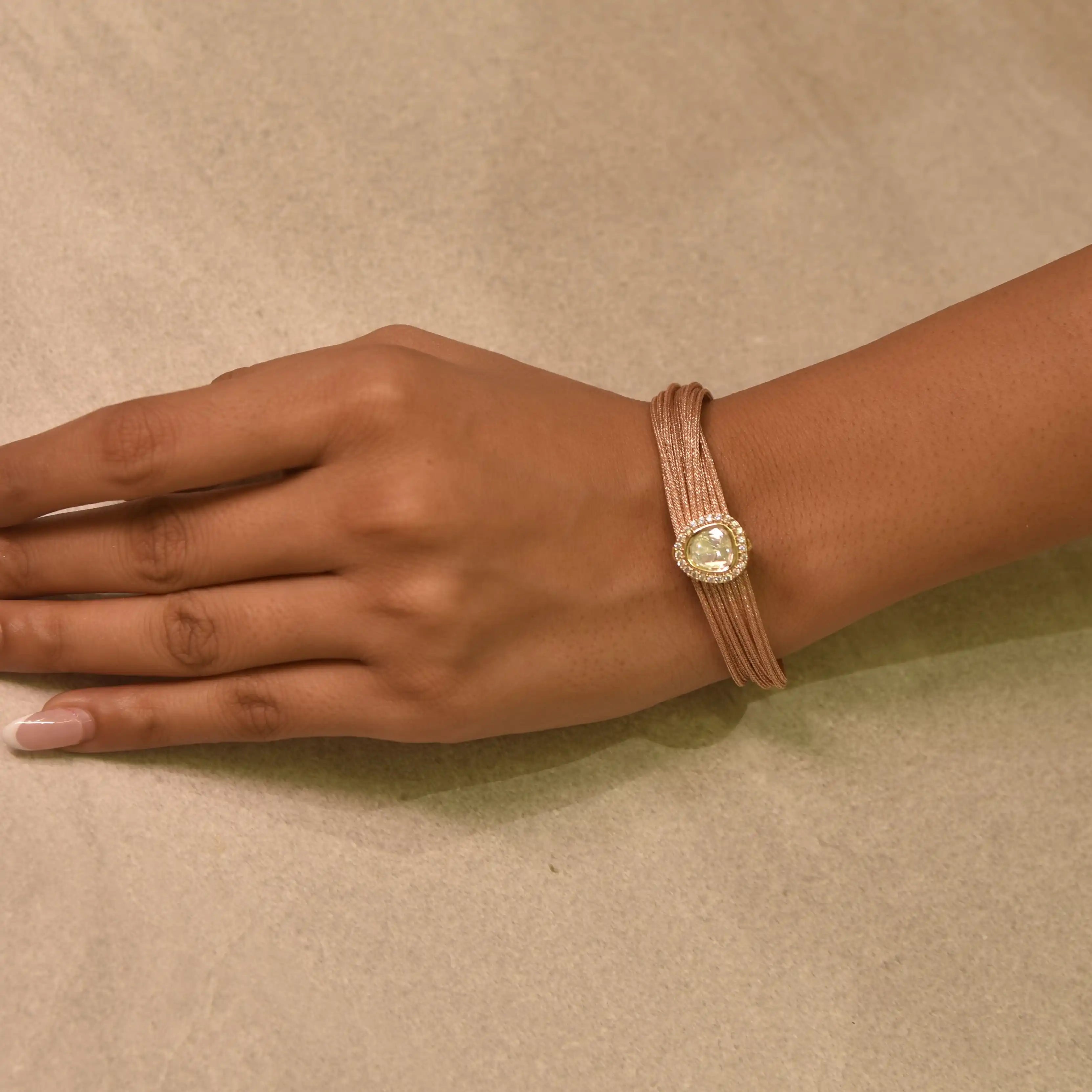 Mesh Wire Sterling Shell Pearl Bracelet