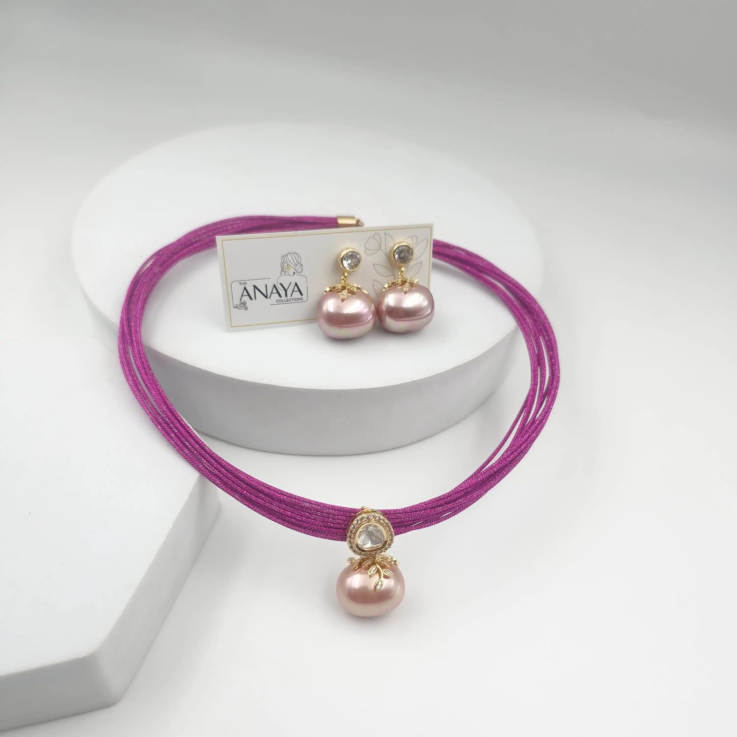 Mesh Wire Sterling Shell Pearl Pendant Necklace and Earrings Set