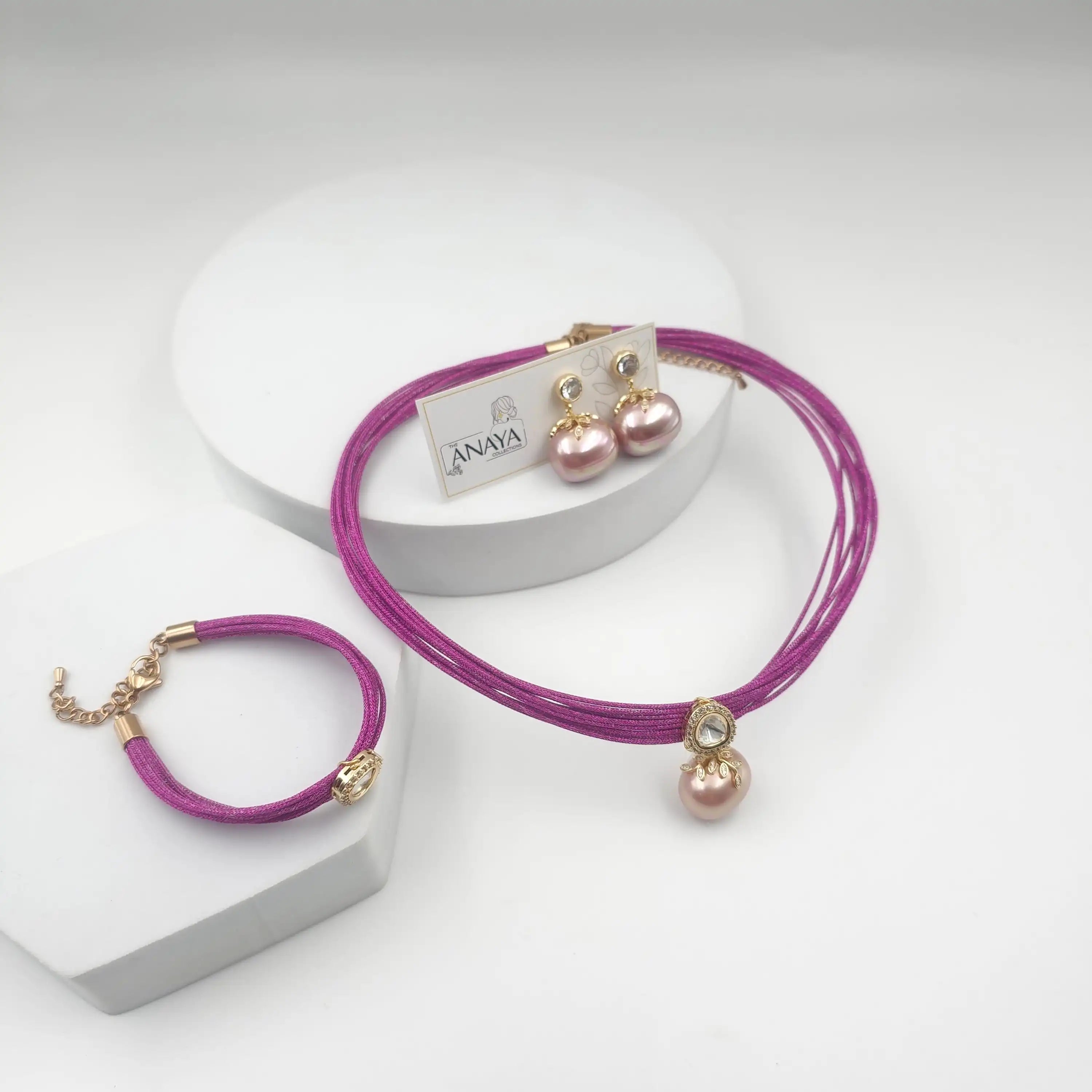 Mesh Wire Sterling Shell Pearl Pendant Set