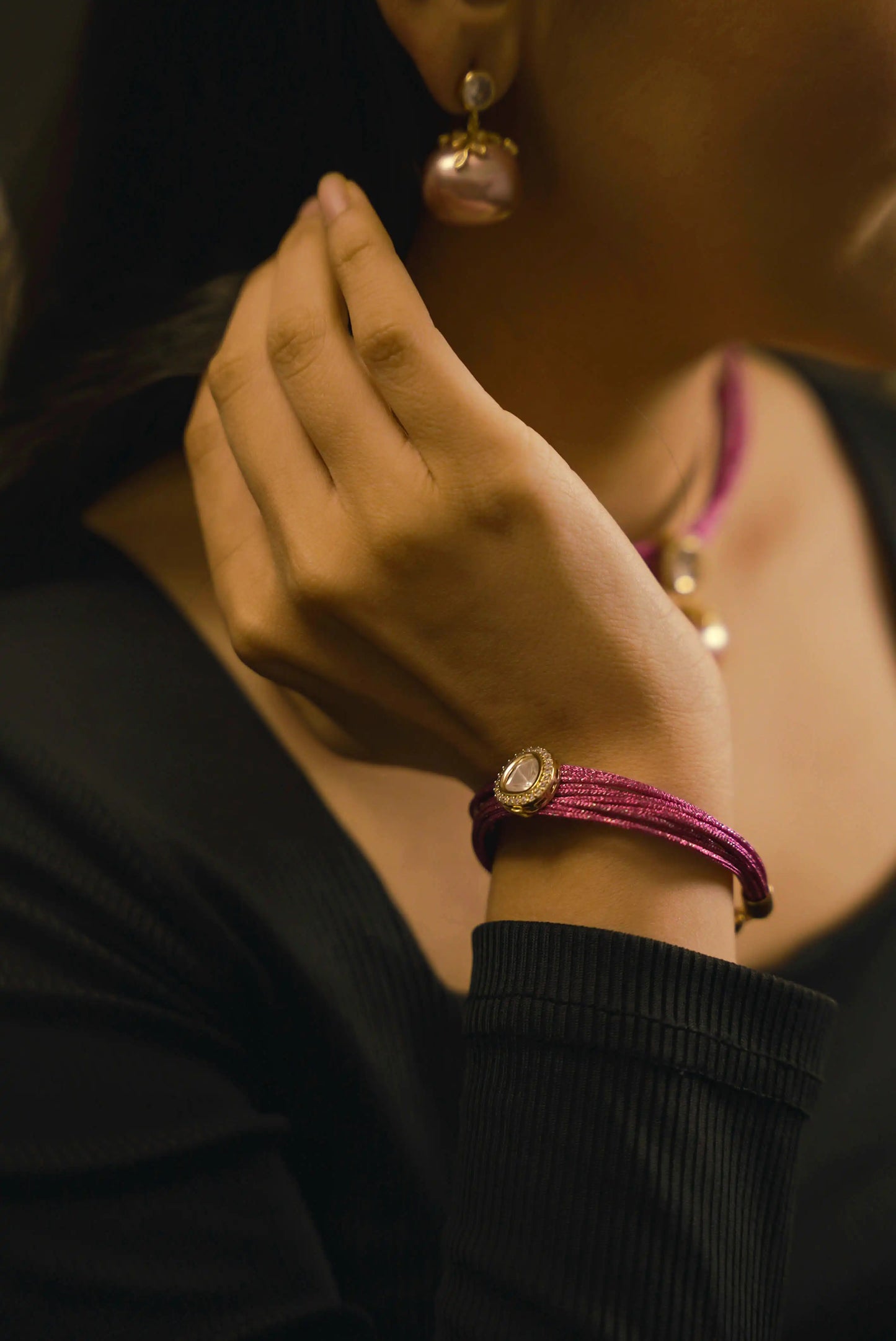 Mesh Wire Sterling Shell Pearl Bracelet