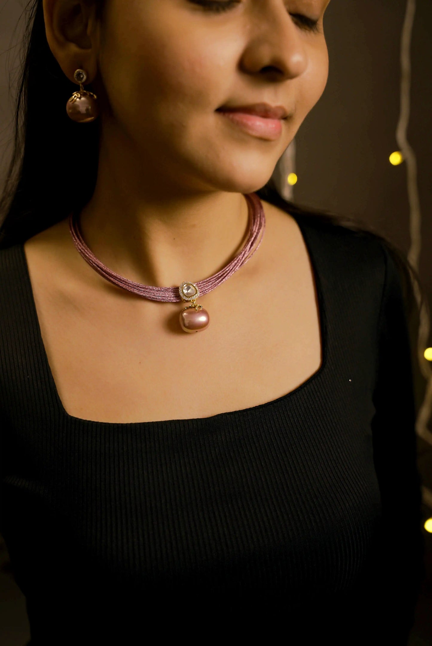 Mesh Wire Sterling Shell Pearl Pendant Set