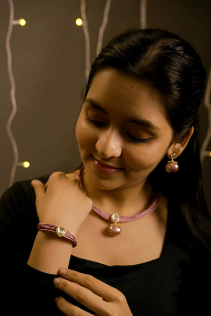 Mesh Wire Sterling Shell Pearl Bracelet