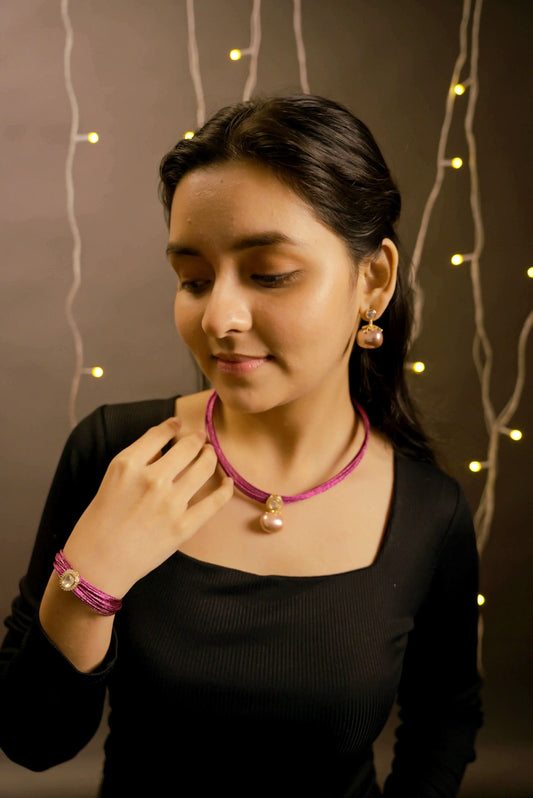 Mesh Wire Sterling Shell Pearl Bracelet