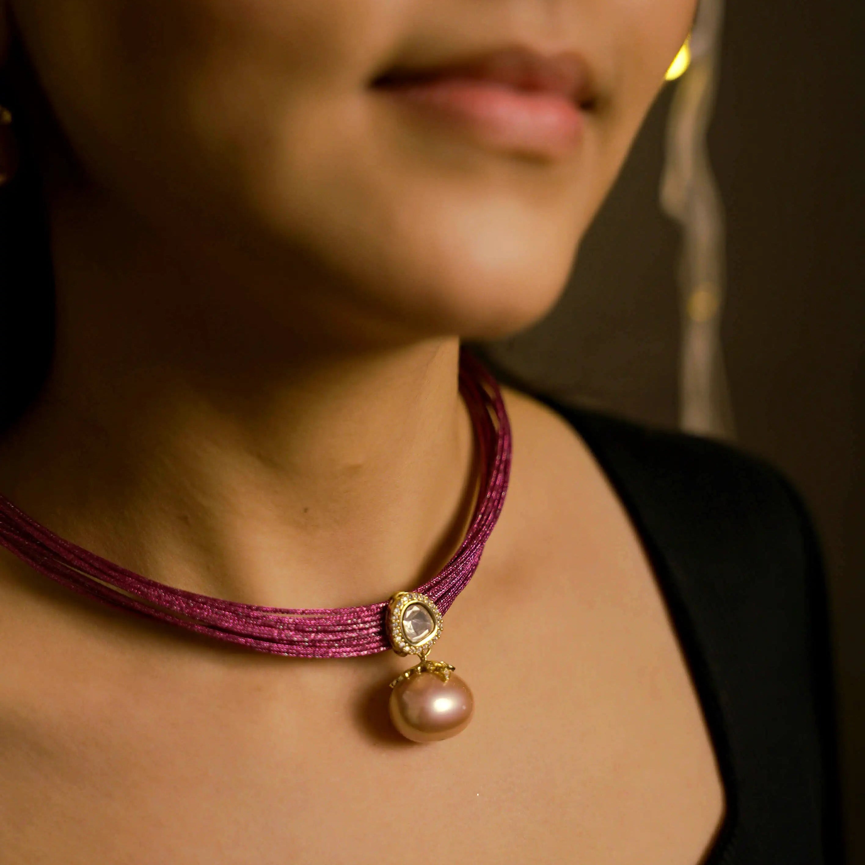 Mesh Wire Sterling Shell Pearl Pendant Necklace and Earrings Set