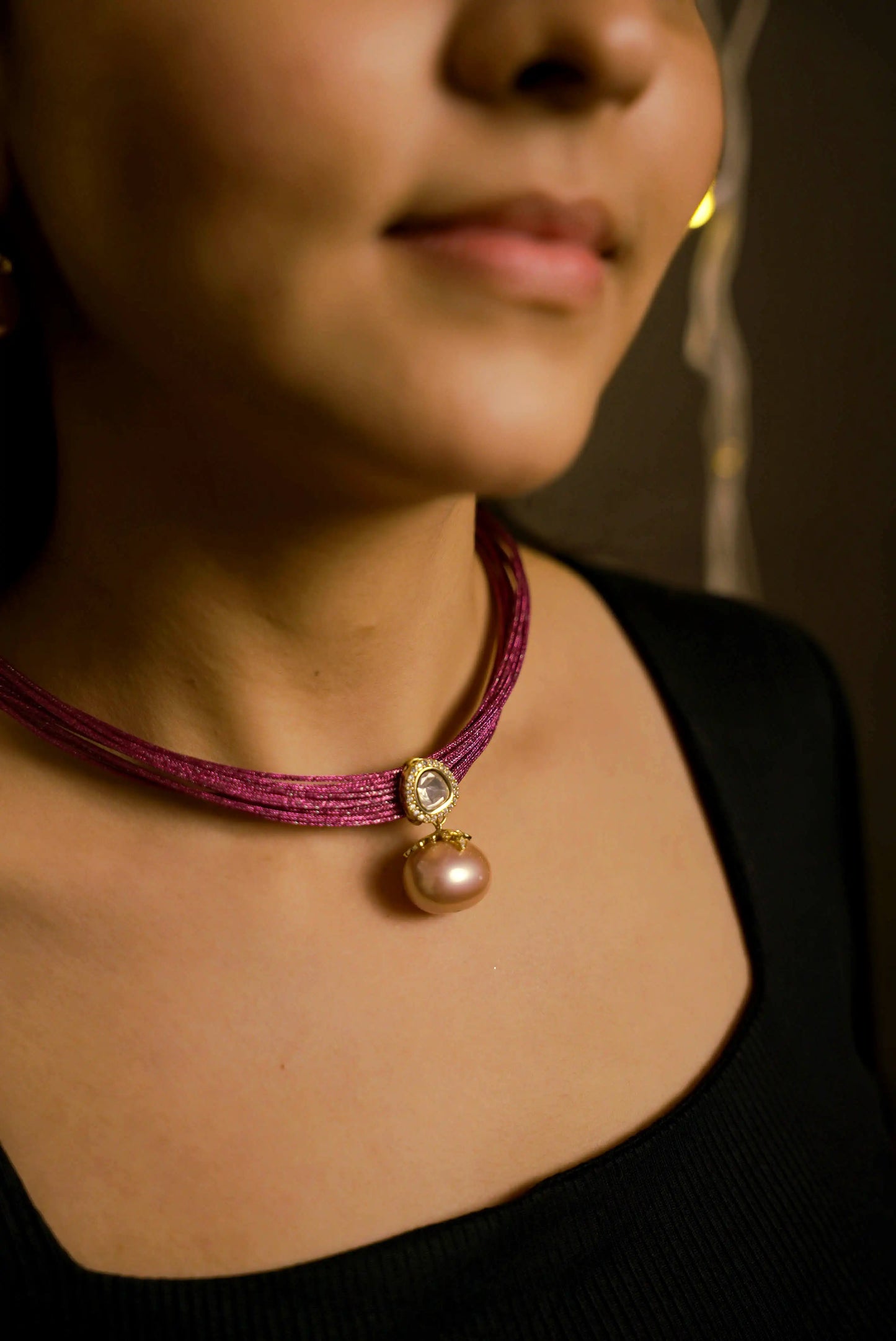 Mesh Wire Sterling Shell Pearl Pendant Set