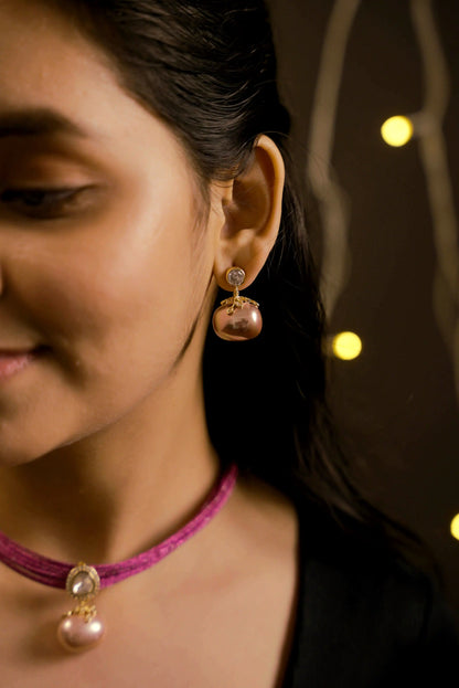 Mesh Wire Sterling Shell Pearl Pendant Set