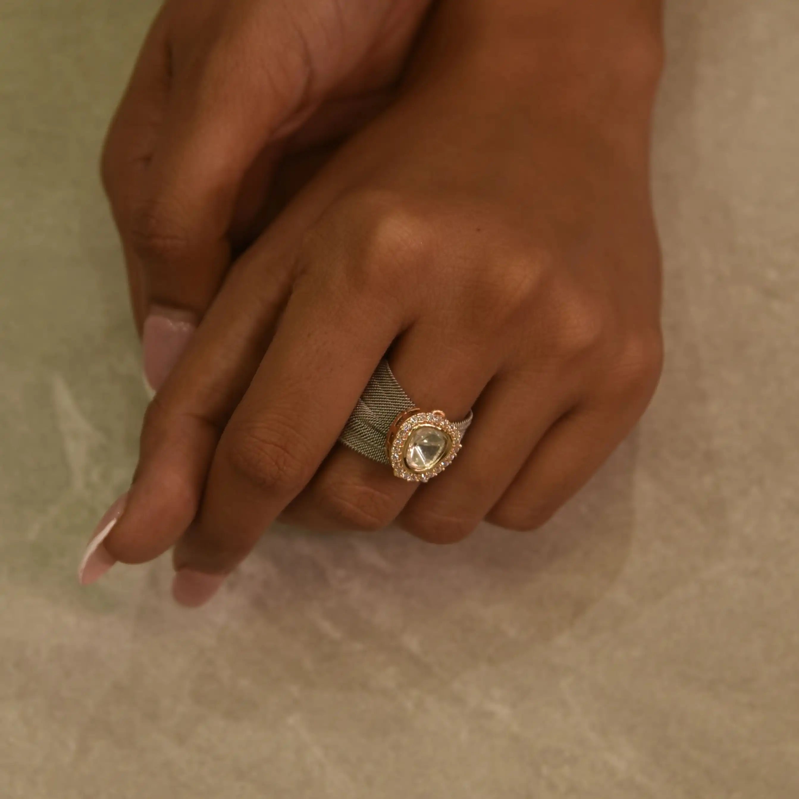 Mesh Wire Kundan Ring