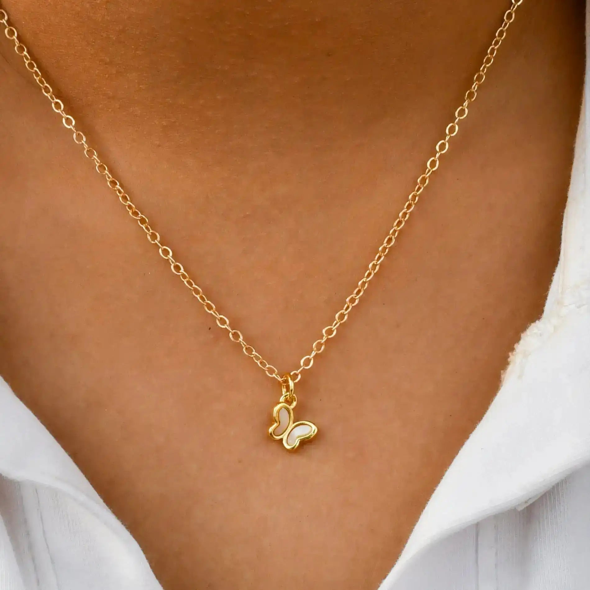 Mini MOP Butterfly Pendant Chain