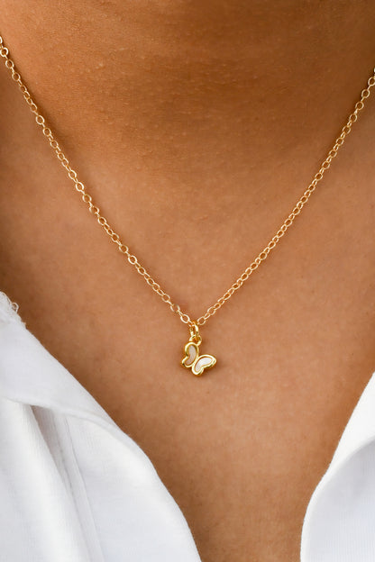 Mini Mother of Pearl (MOP) Butterfly Chain Necklace