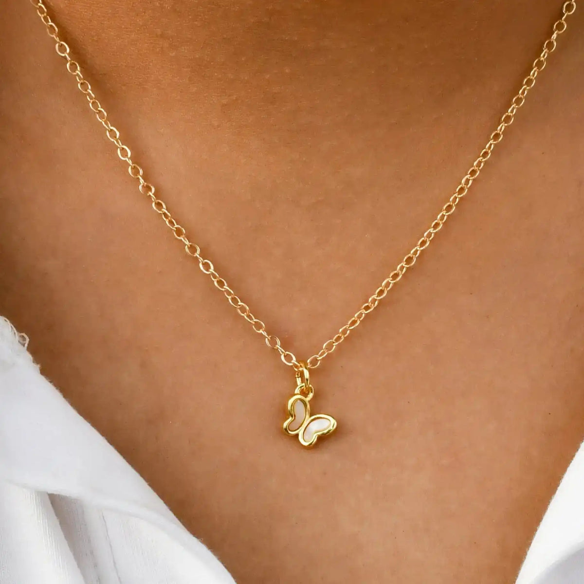 Mini MOP Butterfly Pendant Chain