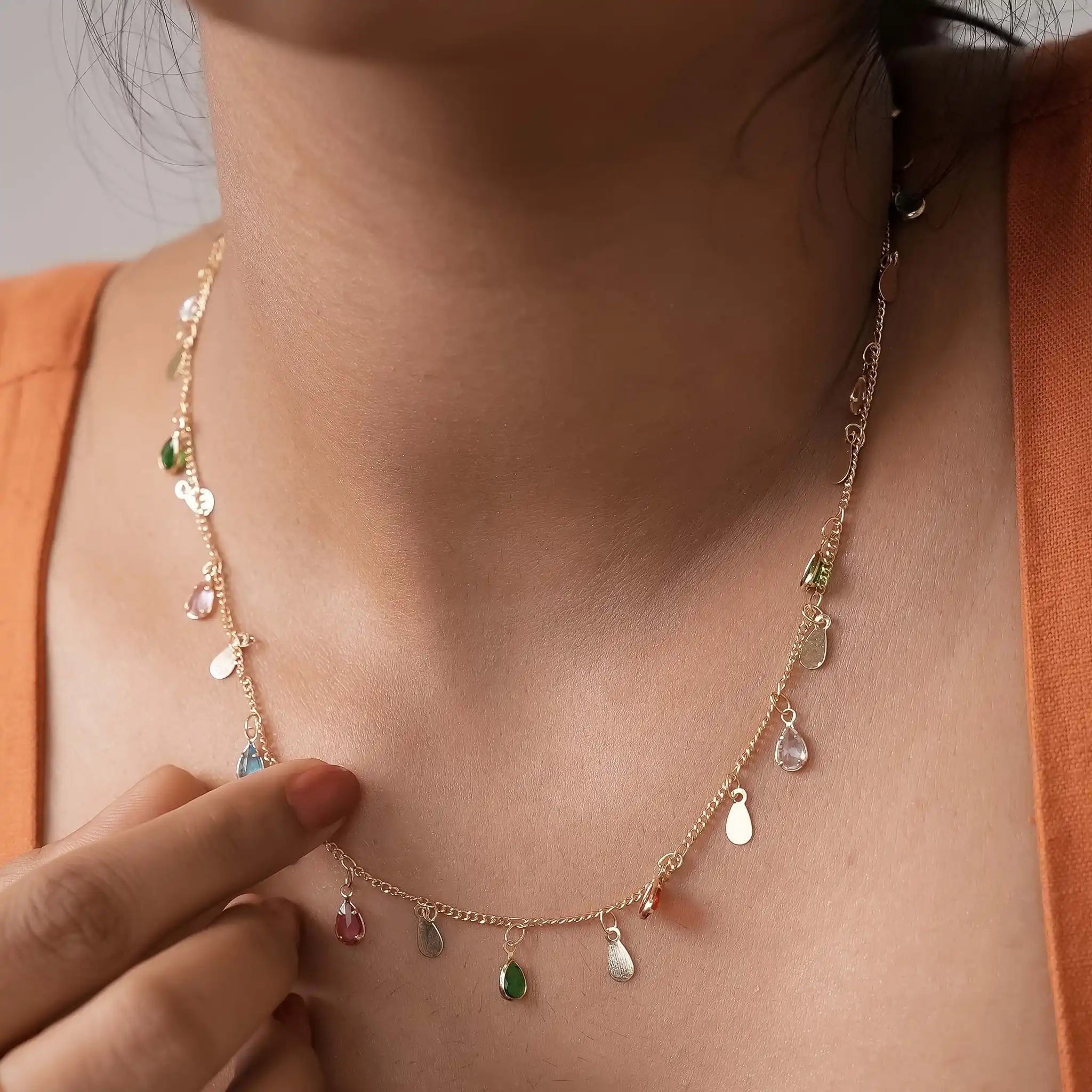 Multicolour Golden Grace Dainty Necklace