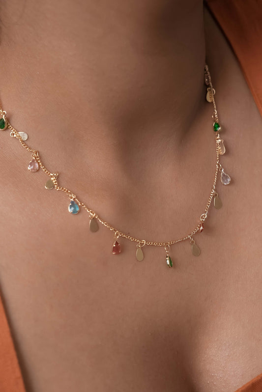 Multicolour Golden Grace Dainty Necklace