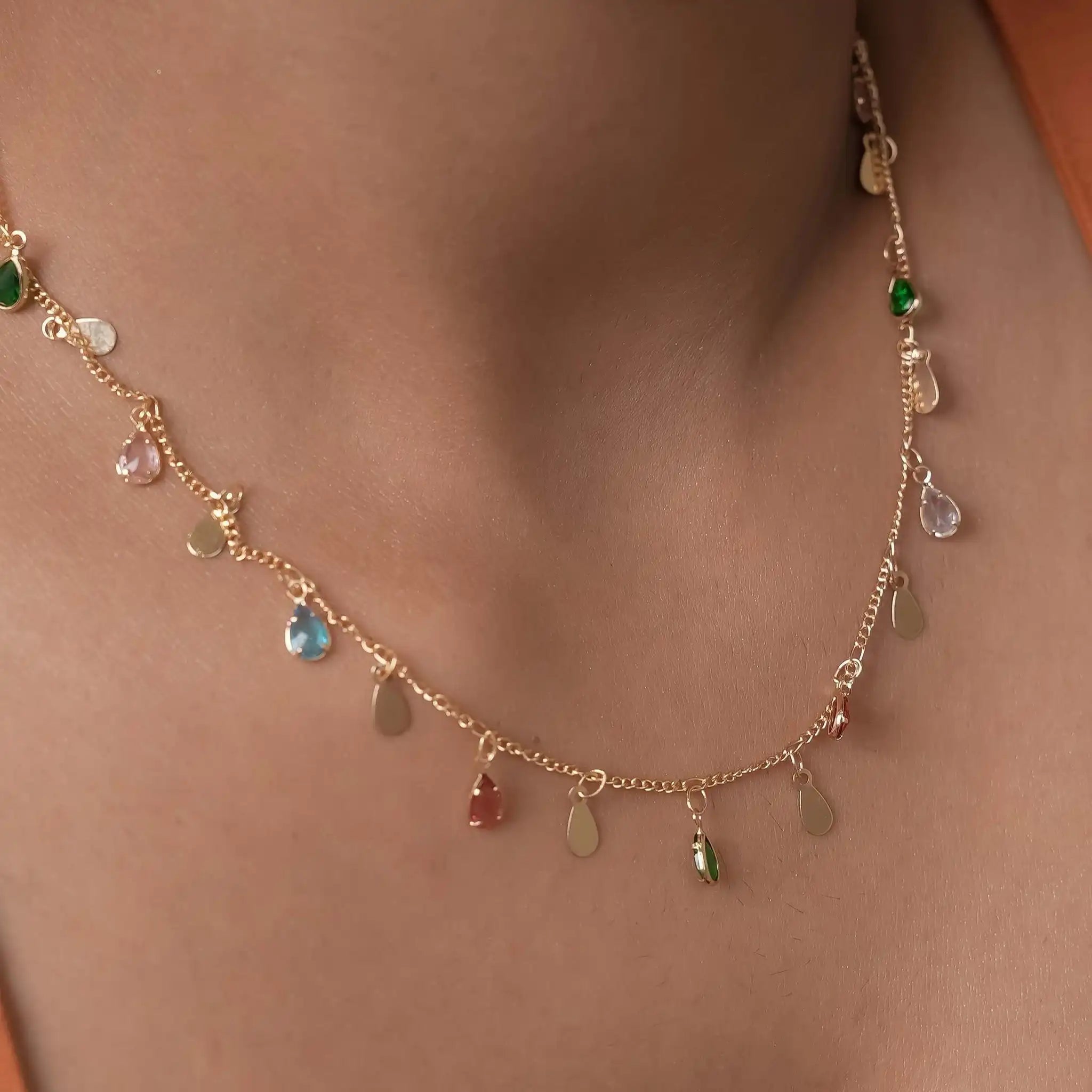 Multicolour Golden Grace Dainty Necklace
