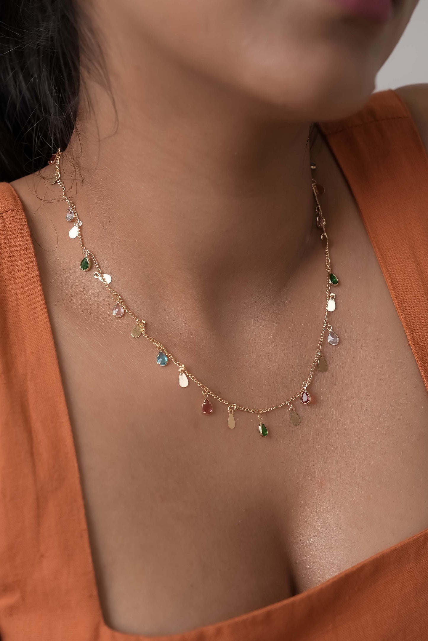 Multicolour Golden Grace Dainty Necklace