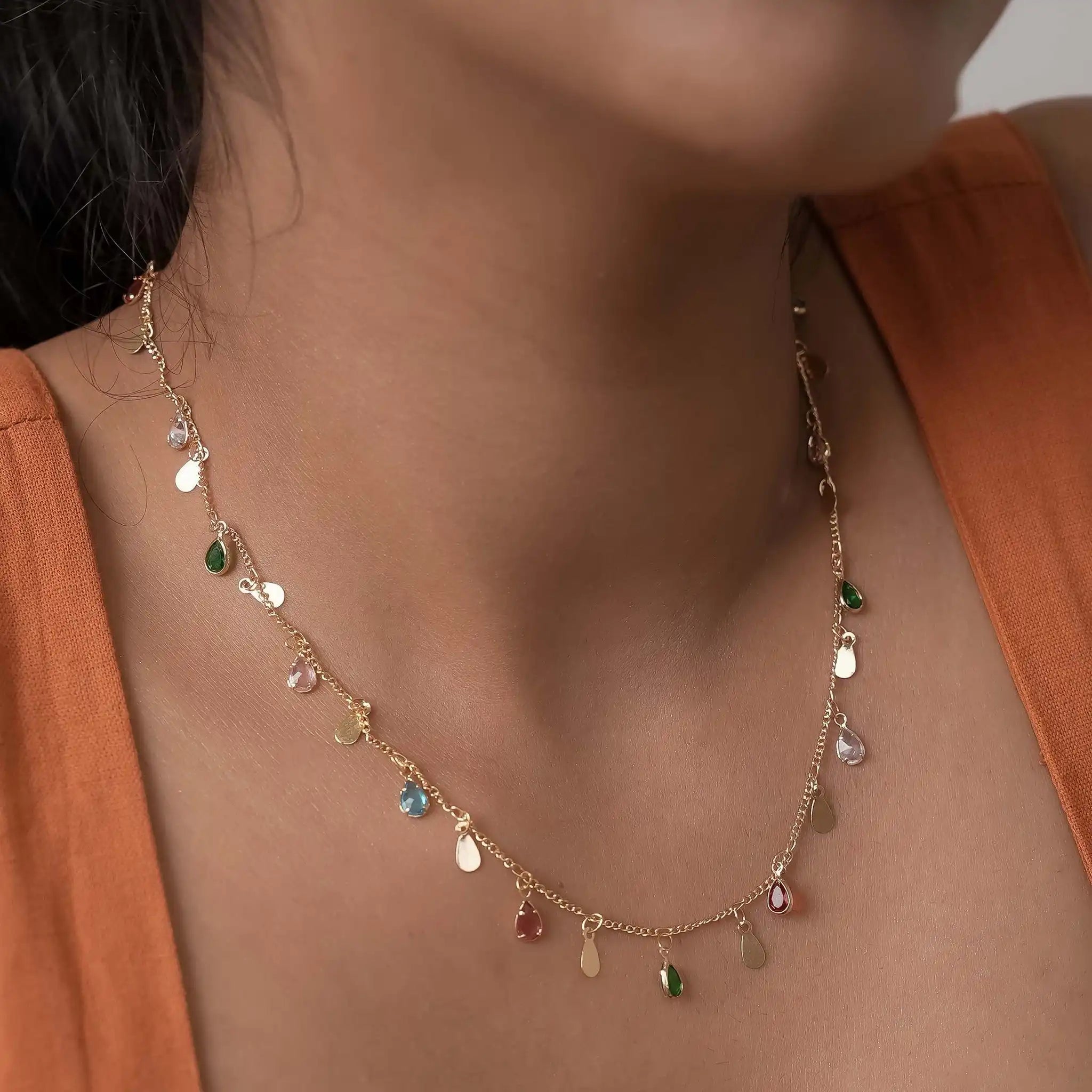 Multicolour Golden Grace Dainty Necklace