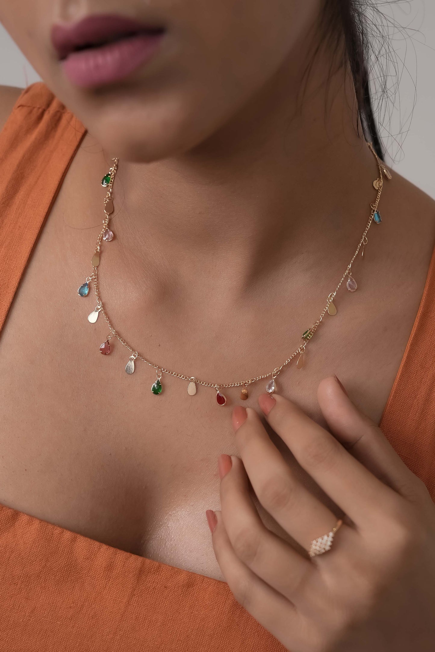 Multicolour Golden Grace Dainty Necklace