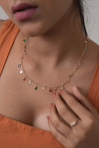 Multicolour Golden Grace Dainty Necklace